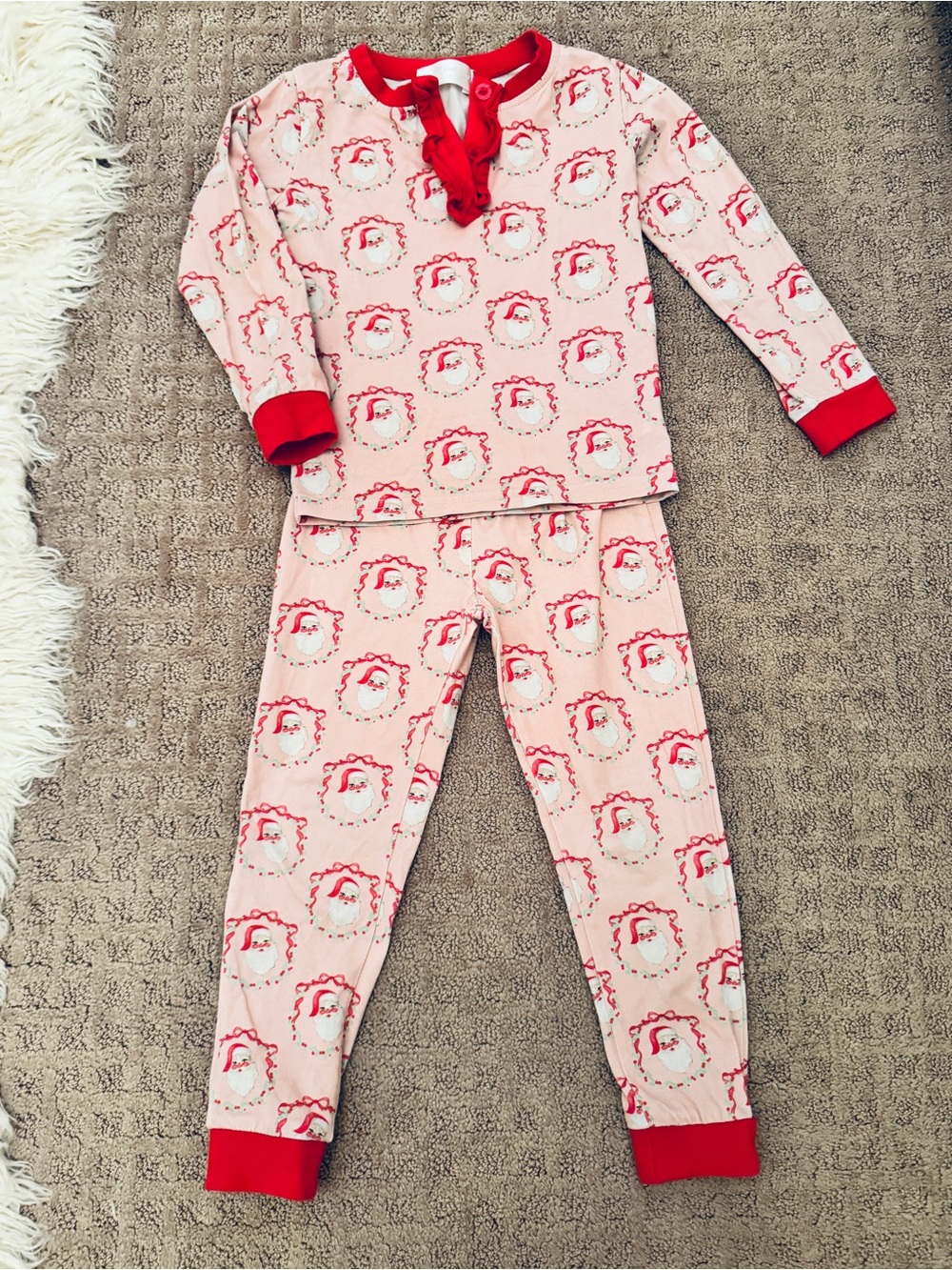 Cecil and Lou Pink and Red Santa Pajama Set